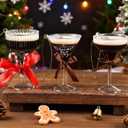 Wesiti 3 Pcs 4" Glass Martini Ornament for Christmas Tree 3D Cocktail Wine Glass Bow Pendant Christmas Tree Decorations Xmas Ornament Gift for Women Martini Birthday Party Decorations