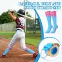 Ice Cream Drip Baseball Belt and Sock Combo, Youth Adult Adjustable Elastic Softball Belt Sock for Sport Practice (Blue, L)