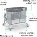 Ingenuity Dream & Grow Bedside Baby Bassinet with AirLoom Mattress, for Ages 0-12 Months, Adjustable Height - Handstitch (Grey)
