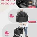 Dog Stroller for Small Medium Dogs Up to 60lbs, 4 Wheels Folding Pet Stroller with Detachable Carrier, Pet Travel Carrier for 2 Dogs & Cats, Storage Basket, Breathable Mesh, Cup Holder, Black