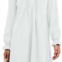 Dokotoo Womens Casual Dress A-Line Ruffle Sleeve V Neck Midi Dress 2025 Fashion Pleated Flowy Sundress Loose Shirt Dresses (White, S)