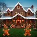 Tudomro 23 ft Outdoor Christmas Gingerbread House Decorations Gingerbread Roof Porch Door Window Banner with Viscose Xmas Roof Trim for Xmas House Winter Holiday Party Decor