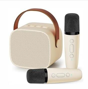 Karaoke Machine for Kids, 2026 Top Valentine's Birthday Gifts for 4, 5, 6, 7, 8, 9, 10, 12+Years Old Girls Boys Grandkids, Portable Bluetooth Speaker with 2 Wireless Microphones Party (Black)