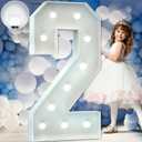imprsv 4FT Light Up Marquee Numbers - Cool White, Large Cardboard, Perfect for 12th, 20th, 21st Birthday Parties & Anniversaries