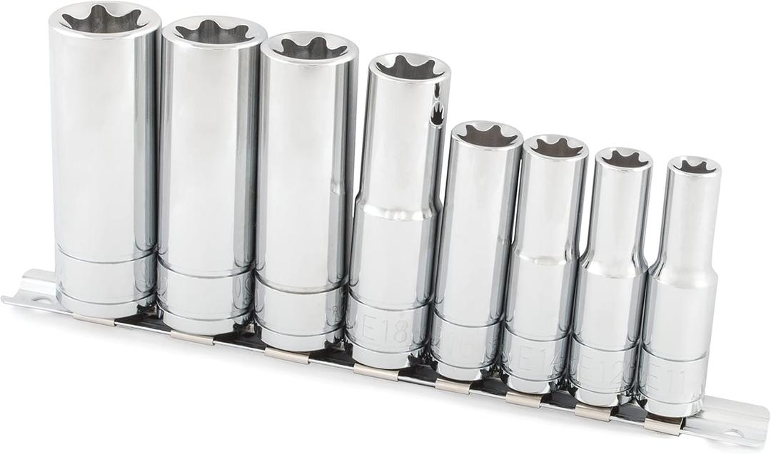 Titan 68302 8-Piece 3/8-Inch and 1/2-Inch Drive External Star Deep Socket Set