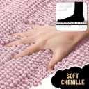 OLANLY Thick Small Bathroom Rugs 24x16, Extra Soft Absorbent Chenille Striped Bath Rugs, Rubber Backing, Machine Wash, Bath Mats for Bathroom Floor, Tub and Shower, Home Decor Accessories, Dusty Rose