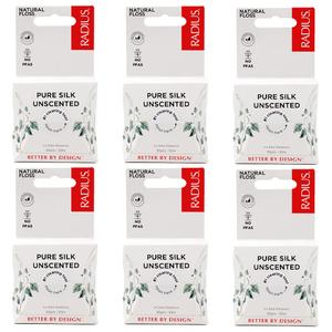 RADIUS Dental Floss, Natural Floss, Unscented Silk, 33 Yards, Compostable & Non-Toxic Oral Care Designed to Help Fight Plaque, Pack of 6