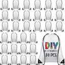 Sieral 30 Pcs Blank Sublimation Drawstring Bags Drawstring Backpack Bulk Heat Press Reusable Polyester Sublimation Bags Cinch Sackpack for Gym Sport DIY Craft, White, One Size