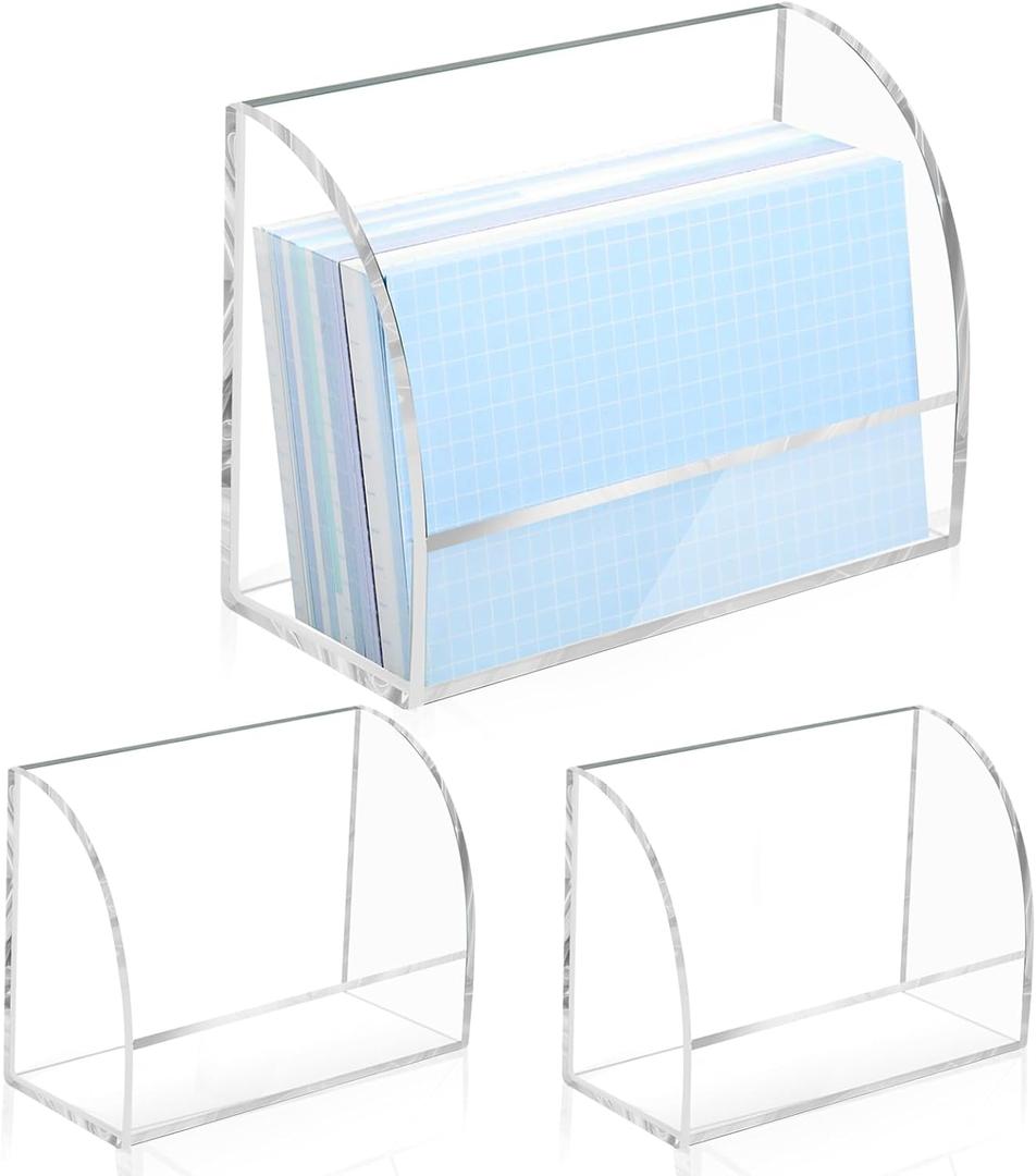 2 Pack Index Card Display Stand 3x5 Acrylic Card Holder for Desk File Note 4x2.4x5.4 Inch Clear Postcard Stand Index Card Rack Acrylic Business Card Stand for Office Business Classroom (No Card) (Transparent)
