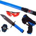 Space Blaster Playset for Kids  Ultimate Alien Combat Toy | 5 Piece Role Play Set | Light Up Wand, Glasses, Pretend Play Knife, Disk Shooter and Space Blaster  Sunny Days Entertainment