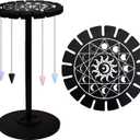 AHANDMAKER Pendulum Display Stand Wooden Pendulum Display Stand Stones Rocks Crystal Pendulum Holder with 18 Slots for Crystals Necklaces Accessories Decoration Spirit Altar Decoration - Geometric Moon Phases