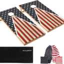Cornhole Set, Corn Holes Outdoor Game, Regulation Cornhole Boards, Portable Cornhole Set, Classic American Flag Cornhole Set Includes 2 Boards, 8 Cornhole Beans Bags & Carry Case