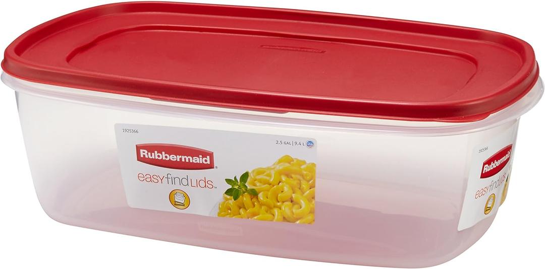 Rubbermaid Easy Find Lids Food Storage Container, 2.5 Gallon, Racer Red