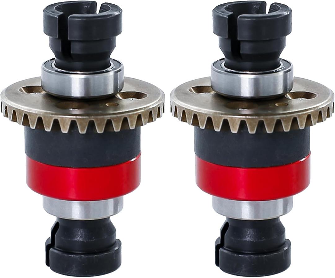 Assembled Differential 30T 0.8Mod for ARRMA 1/18 Granite GROM, Typhon GROM, 1/14 Mojave GROM, 1/12 Losi AWD RC Racecar, RC Front & Rear Universal Upgraded Metal Differential 2Pcs (Black/Red)