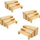 Display Wood Risers Wooden Stand 3 Tier 4 Set 12 Pieces Wooden Stands Decorative Rectangular Display Cupcake Stands Perfume Racks Cologne Organizer(Nature)