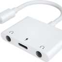 3in1 Lighting to 3.5mm,Headphone Adapter for iPhone, Dual Earphone Jack Audio and Charging Adapter,Headphone Splitter for iPhone 14/13/12/11/XS Max/XR/8/7 Plus /6/ iPad,Support iOS 10 to16