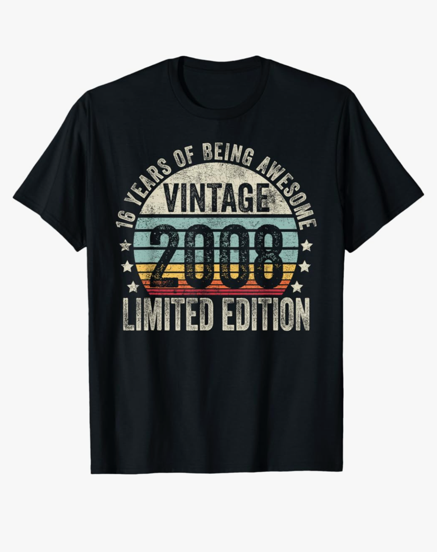 16 Year Old Gifts Vintage 2008 Limited Edition 16th Birthday T-Shirt S