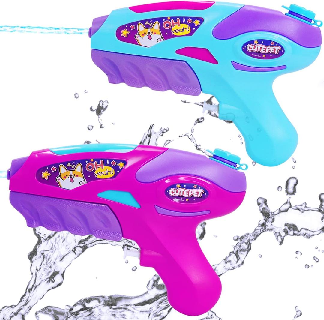 Water Gun for Kids - Girls Blaster Soaker Squirt Summer Squirt Shooter Gun Toy 2pcs Swimming Pool Toddlers Beach Water Fighting Dog Training Toy…