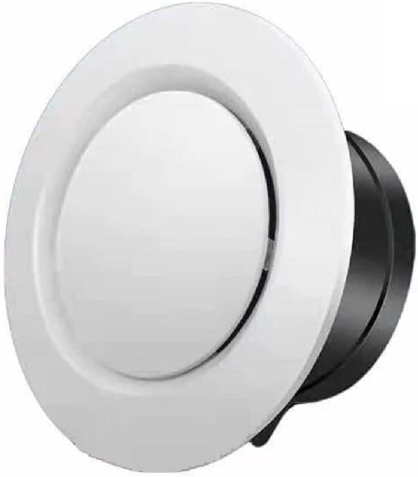 4 inch ABS Adjustable Air Vent White Round Soffit Exhaust Vent for Inline Duct Fan Outlet Vent(3.74 Inch, Front Panel:5.9 Inch)