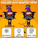 Halloween Graden Flag Solar Lights with Pole, Trick or Treat Double Sided Witch Feet Flag Banner 17.7 x 11.8. Inch 16 Warm White LED with 8 Modes Solar Panel, Decorations for Outdoor, Yard