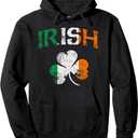 Irish Shamrock Ireland Flag St Patricks Day Vintage Fade Pullover Hoodie, XL
