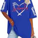 SFHFY Baseball Shirt Women: Oversized Baseball Mom T-Shirt Baseball Season Tshirt Casual Game Day Sport Tee Tops Large