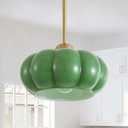 Green Milk Glass Pendant Light Chandelier, 9.8" Hanging Mid Century Modern Ceiling Light Fixture, Adjustable Gold Kitchen Chandelier for Dining Room Bedroom Hallway Foyer