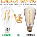 GvvooHome LED Edison Bulbs, E26 Bulb 60 watt Equivalent, Non-Dimmable, Soft White 2700K, ST58 Vintage Light Bulbs, 90+ CRI, 6W 600LM, E26 Medium Base, Clear Glass, 6 Pack