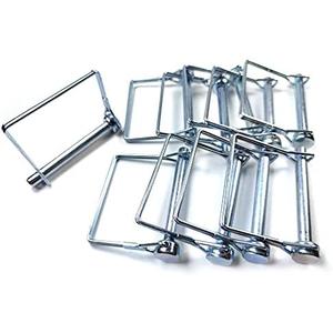 10 Pieces Wire Lock Pin, 3/8 Inch (9.21MM) Heavy Duty Safety Coupler Pin Shaft Locking Pin for Farm Trailers Wagons Lawn Garden(Square, Silver)