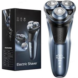 Electric Razor for Men, Electric Shaver for Men Face, with Pop Up Trimmer Waterproof Wet Dry Rechargeable Shaver Travel-Friendly Blue