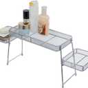 MyGift Chrome Plated Metal Over The Sink Organizer Shelf Rack, 3 Tiered Bathroom or Kitchen Sink Storage Display Caddy (Silver)