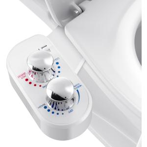 Upgraded Hot Cold Bidet Attachment - Front & Rear Wash, Adjustable Water Pressure, with Self-Clean, Retractable Single Nozzle, Non-Electric Warm Water Bidet Toilet Seat Attachment - White