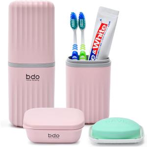 VITVITI Toothbrush Travel Case, Portable Travel Soap Container Leakproof Dish Tray, 7.88 inch Toothpaste Travel Toothbrush Holder with Cover for Trip/Bathroom/Camping(Pink) VITVITI Toothbrush Travel Case, Portable Travel Soap Container Leakproof Dish Tray, 7.88 inch Toothpaste Travel Toothbrush Holder with Cover for Trip/Bathroom/Camping(Pink)