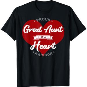 Proud Great Aunt Of A Heart Warrior CHD Surgery Transplant T-Shirt, Size M