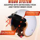 TRIANGLE 3/4 Open Face Motorcycle Helmet, DOT Approved Retro Half Helmet with Sun Visor for Men & Women, Scooter Motorbike Moped Casco, Vintage Jet Style for Cruiser, Glossy White, XX-Large 