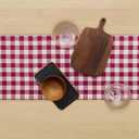 2 x Solino Home Linen Table Runner 48 Inches - 100% Pure Linen Beet and Cream Table Runner 14 x 48 Inch Ideal for Dresser and Coffee Tables - Valentines, Spring - Morgan Check