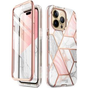i-Blason Cosmo Series for iPhone 14 Pro Max Phone Case 6.7 inch (2022), Slim Full-Body Stylish Protective Case with Built-in Screen Protector (Marble)