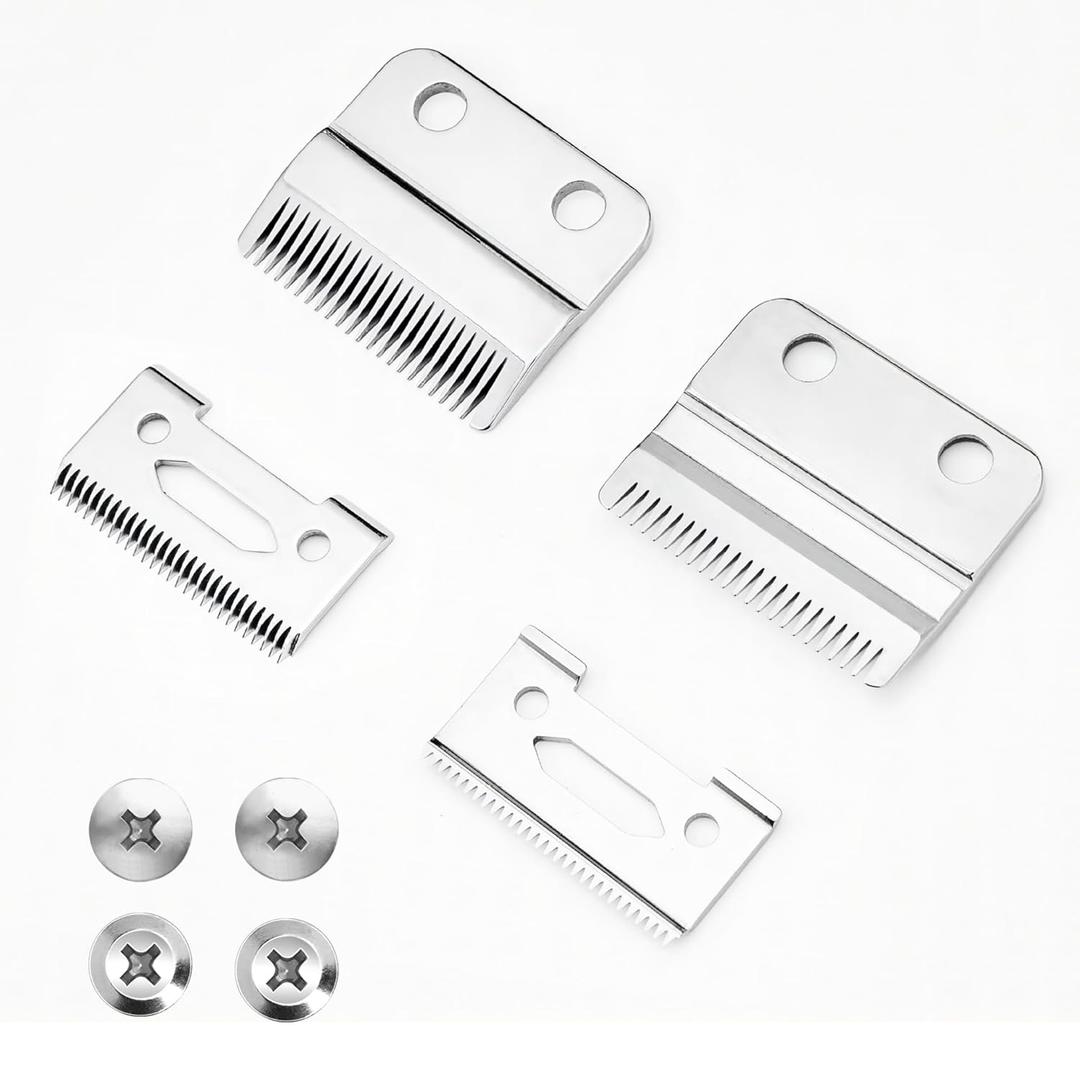 Professional Clipper Replacement Wedge Blades Compatible with Wahl Precision 2-Hole, Stainless Steel Fixed Blades & Ceramic Moving Blades, pack of 2