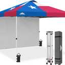 EAGLE PEAK Pop Up Canopy Tent with 1 Sidewall, Easy Setup Event Tent, Outdoor Sun Shade, Wheeled Carry Bag, Stakes and Guy Ropes, Instant Canopy 10x10, Tex Flag