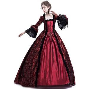 STIOEDYUAN Women's Medieval Queen Vitorian Dress Gothic Ball Gown Renaissance Royal Halloween Fancy Costume (XX-Large, Wine Red)