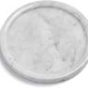 Real Natural Marble Tray, Decorative Stone Round Vanity Tray, Genuine Marble Tray for Bathroom, Kitchen, Dresser, Holding Jewelry, Perfume, Shampoo, 5.5 Inch (4")