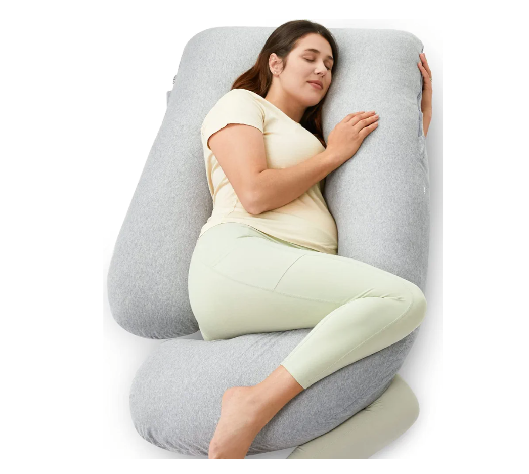 Pharmedoc Pregnancy Pillows, U-Shape Full Body Pillow -Removable Cover Jumbo Size - Gray - Pregnancy Pillows for Sleeping - Body Pillows for Adults, Maternity Pillow and Pregnancy