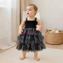 Toddler Baby Girl Halloween Outfit Bat Ghost Smocked Sleeveless A-line Layered Tulle Tutu Dress with Butterfly Wing (6-12 Months)