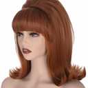 Womens Flip Wig 70s 60s Retro Beehive Style Vintage Look Wig Costume Women Wig wtih Bang (Ginger)