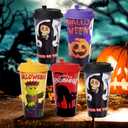 AFZMON 24 Halloween Party Favors Goodie Cups, 16OZ Plastic Halloween Cups With Lids and Plugs for Party Decorations Supplies