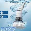 Electric Spin Scrubber, Rechargeable with Upgraded Battery & Extended Runtime, IPX7 Cleaning Brush, 3000mAh Battery 7 Brush Heads 2-Speed Adjustable Long Handle for Bathroom & Tile Floor Cleaning
