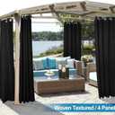 Outdoor Curtains for Patio - 4 Panels Waterproof Grommet Top Curtains, Gray Woven Textured Outside Curtain for Gazebo, Porch, Pergola, Cabana, Deck, Sunroom, 52W x 84L inch, Black