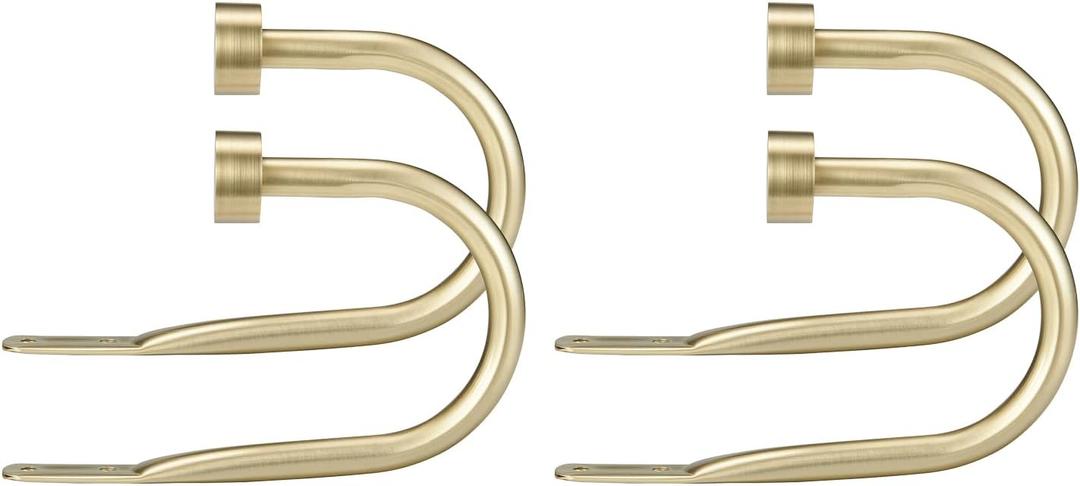 Premium Curtain Holdback, Quality Metal Decorative Curtain Holdbacks with Zinc Alloy Cap Finials,Rust-Proof, Set of 4 Window Curtain Holdbacks,Brass