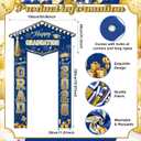 Fanfanwin 3 Pcs 2026 Graduation Door Decoration Graduation Cap Door Banner Class of 2026 Congrats Porch Sign Banner with Gold Foil Fringe Curtain Star Garland for Photo Prop Party Supplies(Blue)
