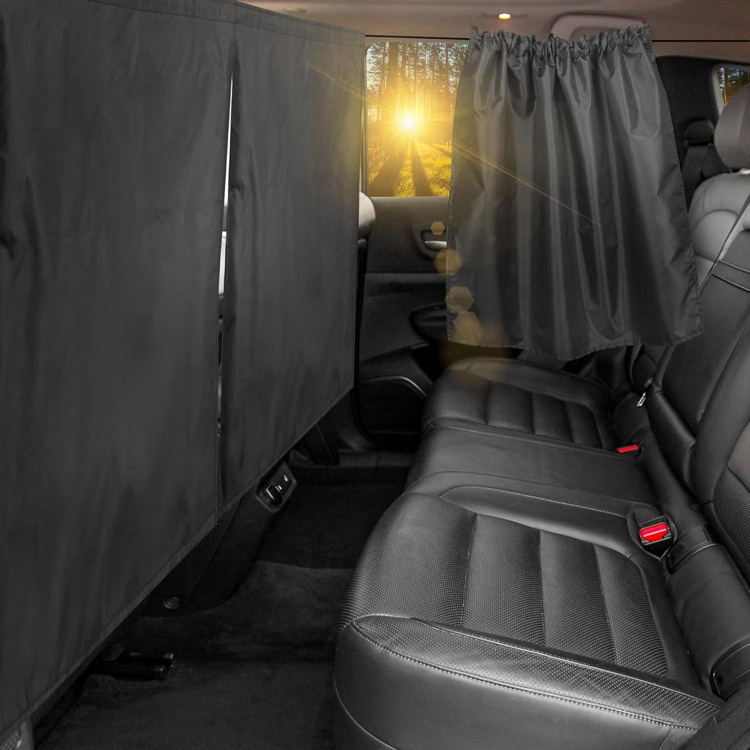 VANPET 99% Light Blocking Car Curtains, 1 Rear Seat Divider Curtain & 2 Rear Side Window Curtains, Car Curtains for Windows, Wide Sedan SUV Sunshade Covers Car Cabana(Extra Large Car Curtains 3 Pcs)